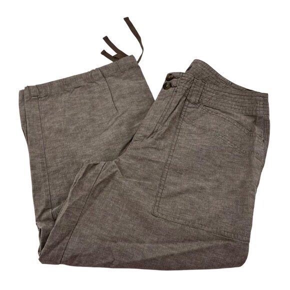 Liz Claiborne Women's Linen-Blend Drawstring Pants Size 12 Brown Lightweight - Picture 2 of 10